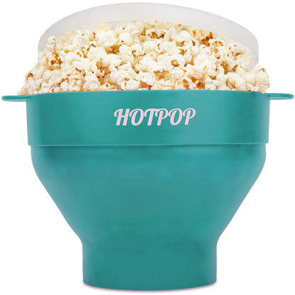 The Orginal HotPop Silicone Popcorn Maker - Microwave Popcorn Popper with Handles - Collapsible Bowl, Heat-Resistant, Easy to Clean, Ideal for Family Movie Nights, 15-Cup Capacity - Red