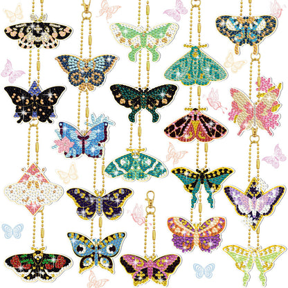FairySandy 20 Pcs Spring Butterfly Diamond Art Set for Adults Double Sided Diamond Painting Keychains Butterfly DIY 5d Hanging Ornaments Key Ring Pendant for Art Gift Craft Beginners Home Decor