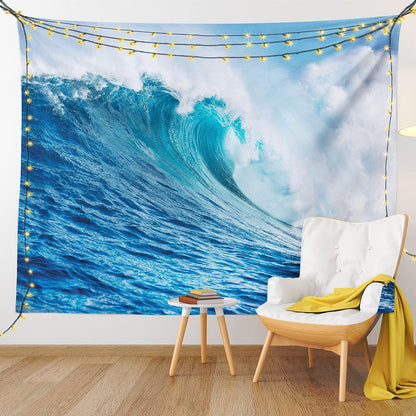 Lunarable Ocean Tapestry King Size, Sea Storm with Swirling Wave Print, Wall Hanging Bed Cover