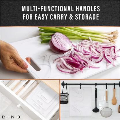 BINO 3-Piece Cutting Board Set, BPA-Free Plastic, Durable, Multipurpose, Dual-Sided, Dishwasher Safe