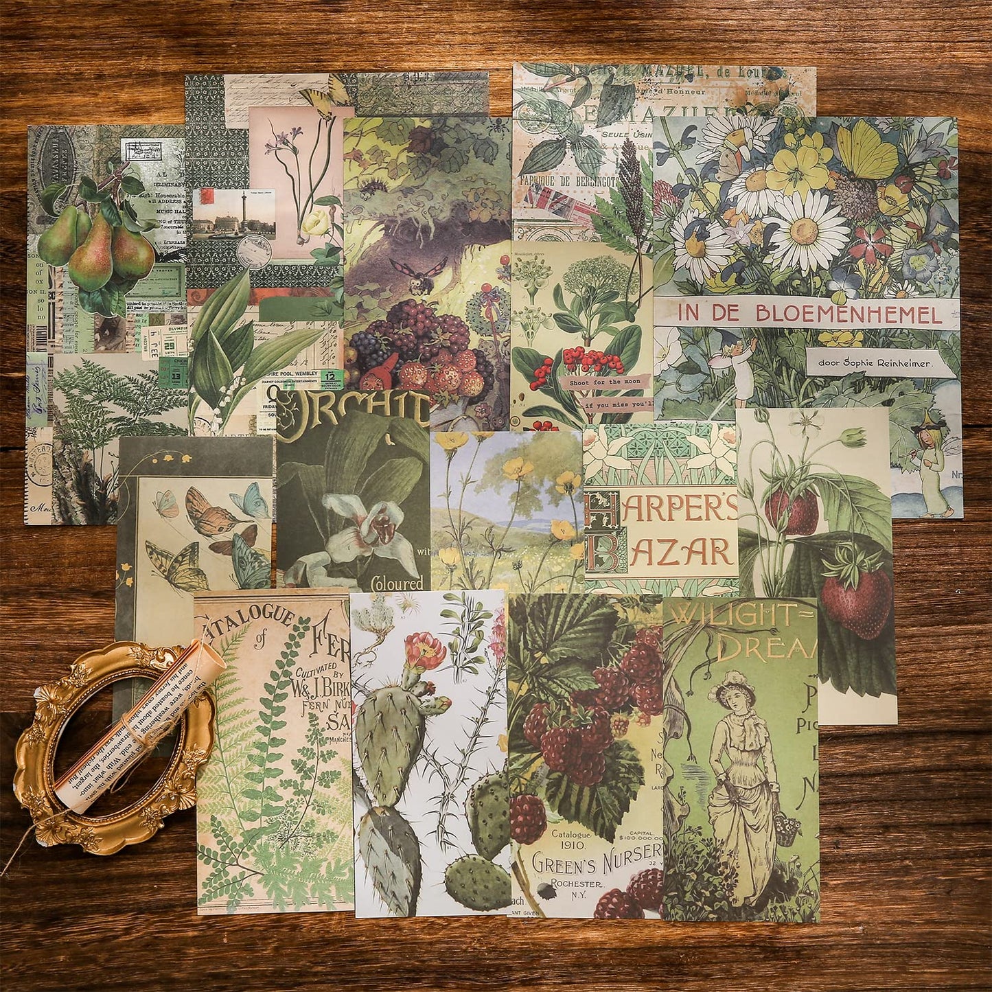 Scrapbooking Supplies Kit, Vintage Botanical Aesthetic Scrapbook Kit for Bullet Junk Journal, Stationery, A6 Grid Notebook, Flower DIY Journaling Supplies, Birthday Craft Gift for Teen Girl Women