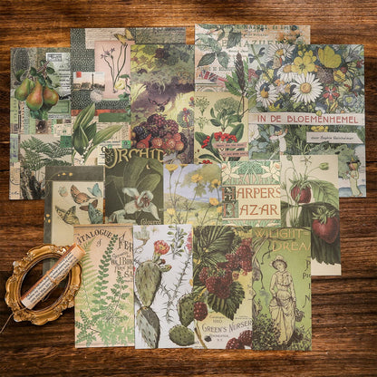 Scrapbooking Supplies Kit, Vintage Botanical Aesthetic Scrapbook Kit for Bullet Junk Journal, Stationery, A6 Grid Notebook, Flower DIY Journaling Supplies, Birthday Craft Gift for Teen Girl Women