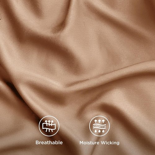 Bedsure Cooling Twin XL Sheets - Breathable Rayon from Bamboo | Soft, Deep Pocket Up to 16 Inches, Khaki