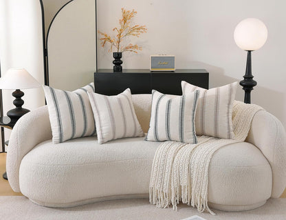 20x20 Set 2, Cethom Boho Throw Pillow Covers of Beige and Black Striped Decorative Pillow Cases for Couch Chair Bed