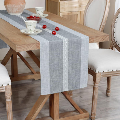 13x36inch Farmhouse Braided Striped Table Runner Rustic Embroidery Coffee Table Runners for Decorations Weddings