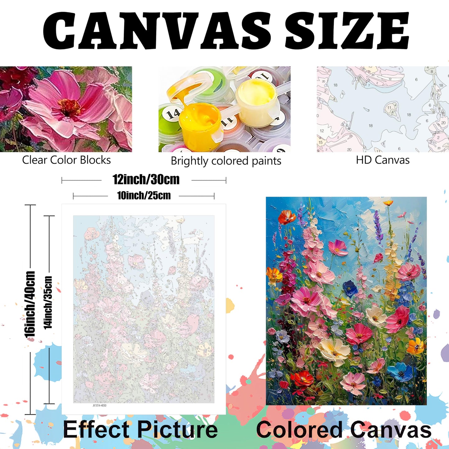 Hutarosl Wild Flowers Paint by Numbers Kits for Adults - Flowers Paint by Number Adult,Flower Canvas Paint by Numbers for Adults,DIY Oil Painting Kits for Gifts Home Decor 16x20in