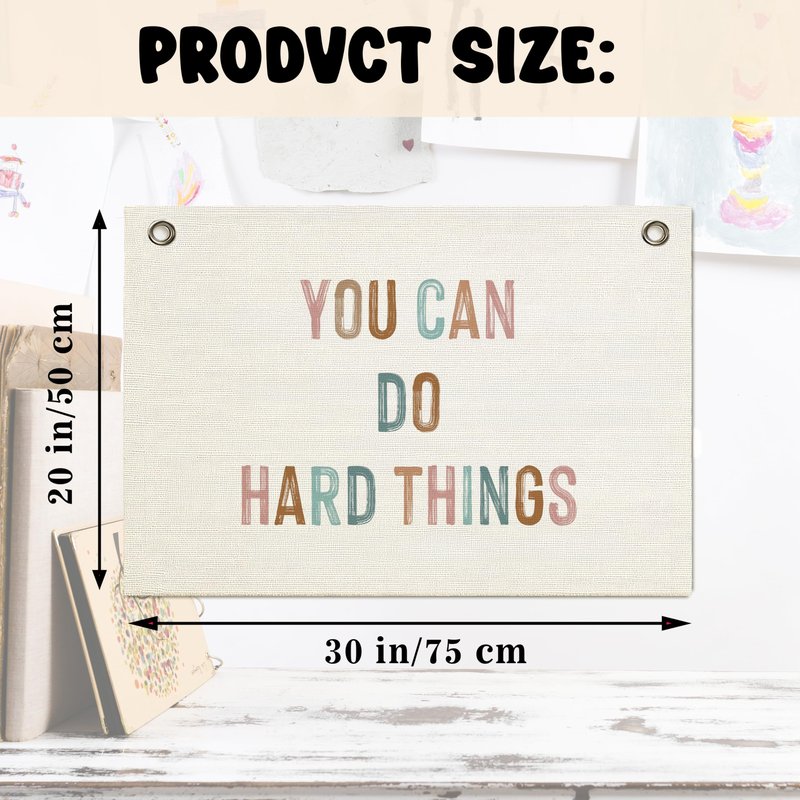 Inspirational Classroom Decor Quotes, Canvas Hanging Pennant Flag Banner Wall Poster Sign, Positive Growth Mindset Quotes for Kid's Room Decor Playroom Homeschool Nursery-It's A Beautiful Day for Learning (YOU CAN, 30x20inch)