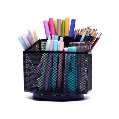 Exerz Desk Organiser/Mesh Desk Tidy Candy/Pen Holder/Multifunctional Organiser 360 Rotating