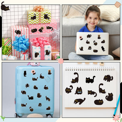 DSjuedui Black Cat 4 Roll Stickers - 2000Pcs Funny Cute Cartoon Meme Decorative Decals for Girls Boys Water Bottles Guitar Skateboard Laptop Kids Rewards Home Decor Birthday Gifts Party Favor Supplies