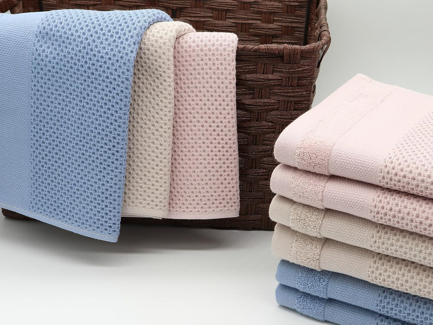13inch 28inch 3 Pack Mia'sDream Cotton Hand Face Head Towel Waffle Weave Kitchen Tea Towel Dish Towels, Soft