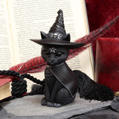 Nemesis Now Figurine Decor, Detailed Hand-Painted Polyresin, Black - Purrah Witches Hat Gothic Satanic Cat