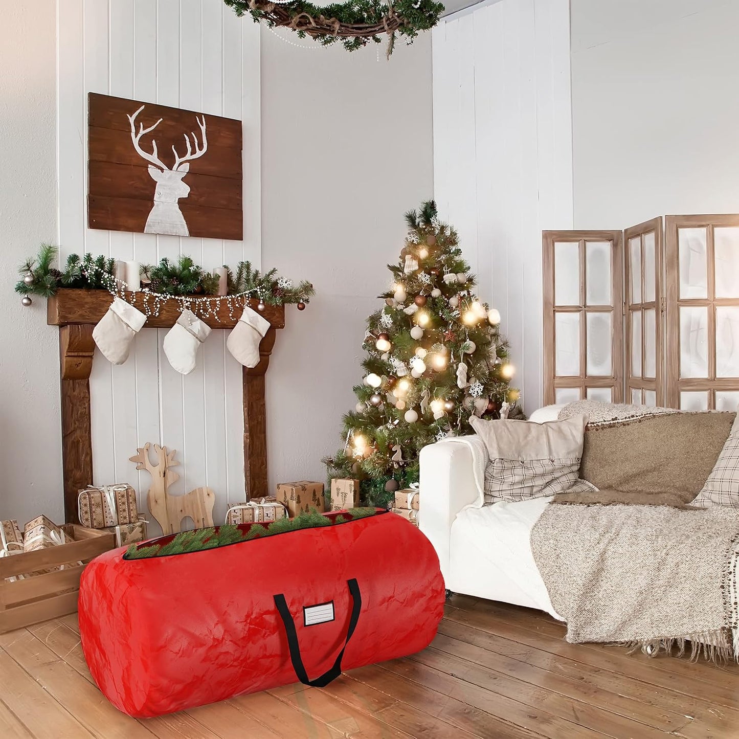 Christmas Tree Storage Bag, Polypropylene Tote with Zipper for Holiday Decorations, 12-Ft Artificial Trees by Elf Stor