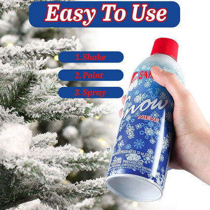 Christmas Santa Snow Spray, 2 Pack Artificial Snow for Holiday Decor, Fake Snow Effect for Christmas Tree, Wreaths, Windows, Winter Theme Indoor and Outdoor Decoration, 13 oz. Spray Bottles