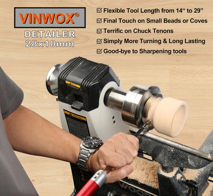 VINWOX 9 PCS Carbide Wood Lathe Turning Tool Set, Pen Turning tools, Including Swan Neck Hollower, Rougher, Finisher, Detailer, Aluminum Handles from 14" to 29", Fine Polished Stainless Steel Shank