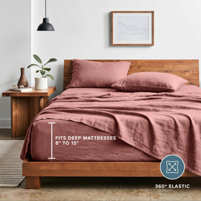 Bare Home Full Sheet Set - Luxury 1800 Ultra-Soft Stonewashed Microfiber - Brushed - Deep Pockets - Easy Fit - Breathable Bedding - Sheet Sets & Pillowcases (Full, Stonewashed Dusty Rose)