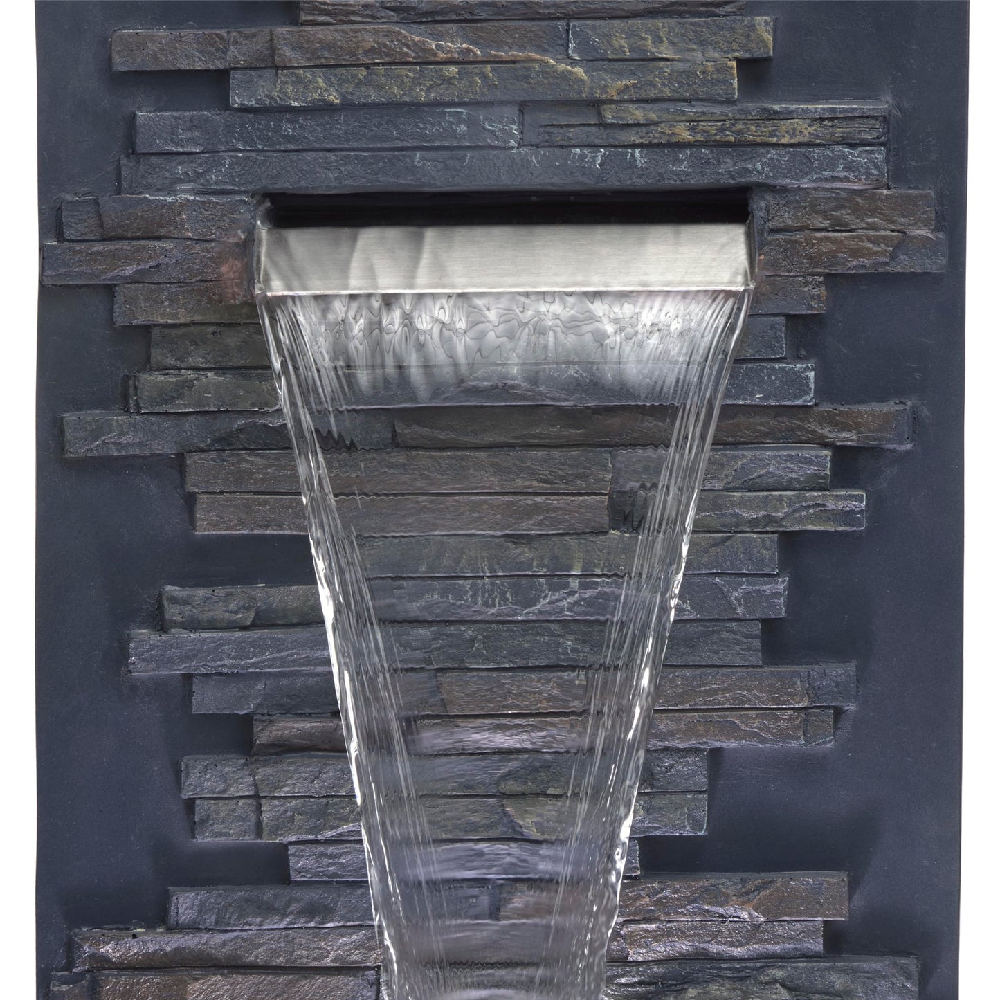 Alpine Corporation 32" Cascading Stone Wall Fountain with LED Lights – Outdoor Water Feature for Garden, Patio, Backyard & Home Decor, Gray