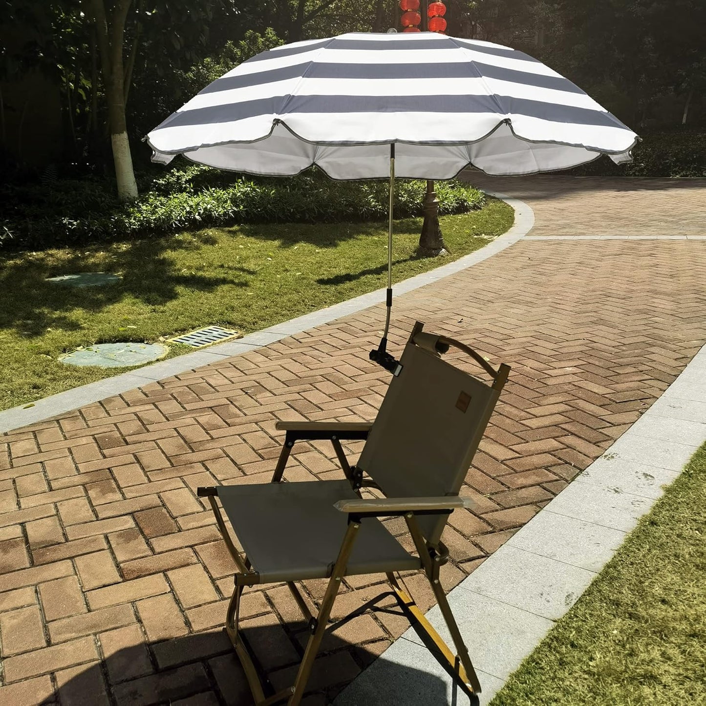 GRANDMEI Clamp,46 inches 50+ Chair Umbrella with UPF Clip on Parasol for Patio,Beach Chairs,Strollers,Wheelchairs,Golf