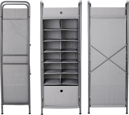 BIRDROCK HOME 12 Cubby Vertical Shoe Rack Organizer - Sturdy Metal Frame for Small Space Bedroom & Closet