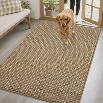 hicorfe Kitchen Runner Rugs,Non Slip Kitchen Mats for Floor-Thick Stain Resistant Kitchen Floor Mat Runner Carpet for Hallways Entryway Laundry Room Washable(48"x32",Brown)