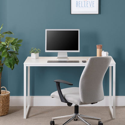 Zinus Jennifer 47 Inch White Frame Desk, Computer Workstation, Office Desk, Easy Assembly, White