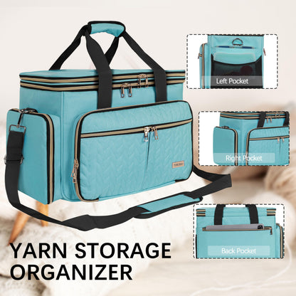 Large Knitting Bag Yarn Storage Organizer,Portable Crochet Tote Bag,Yarn Bags for Crocheting On The Go for Knitting Needles, Crochet Hooks, Knitting Accessories, Unfinished Project