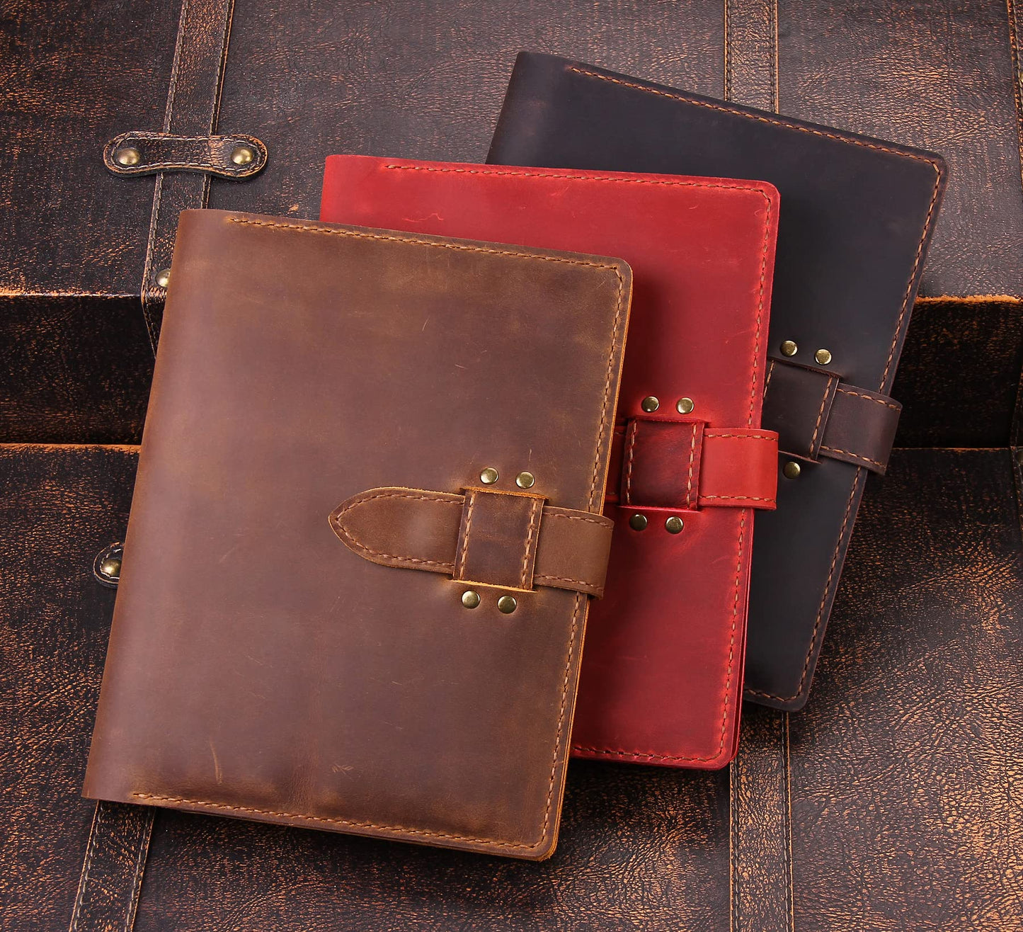 Robrasim Handmade Leather Sketchbook Cover, Leather Artist Sketch Pad Cover for 5.5" x 8.5" Sketchbook, Drawing Book and Pencil Case, Journal Notebook Portfolio, Artis Gifts-Brown