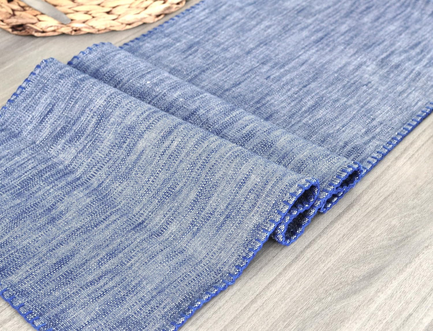 14"x48" Coffee Table Runner Modern Kitchen Cotton Table Cloth Strip with Decorative Stitched Edge Dresser Scarf Dining
