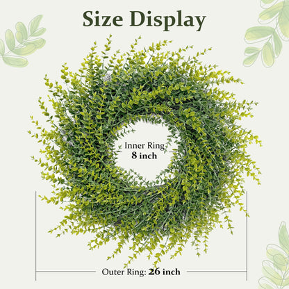 Halraino 26" Large Wreaths for Front Door, Artificial Greenery Eucalyptus Wreath for All Seasons, All-Weather Farmhouse Indoor/Outdoor Decor