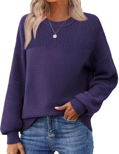Zeagoo Women's 2025 Fall Chunky Knit Sweater Oversized Crewneck Long Sleeve Winter Cotton Pullover Sweaters Jumper Tops