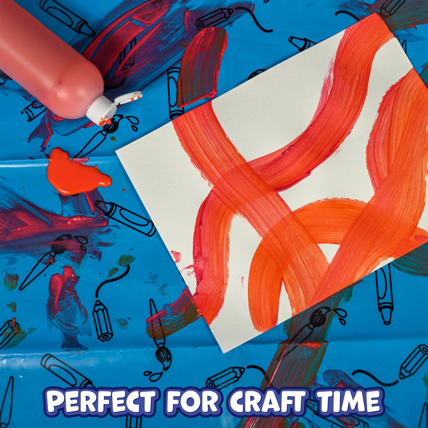READY 2 LEARN Messy Mat | Protect Tables and Floors While Crafting | Washable High Chair Mat | Waterproof | Reusable and Lightweight | 60”L x 60”W