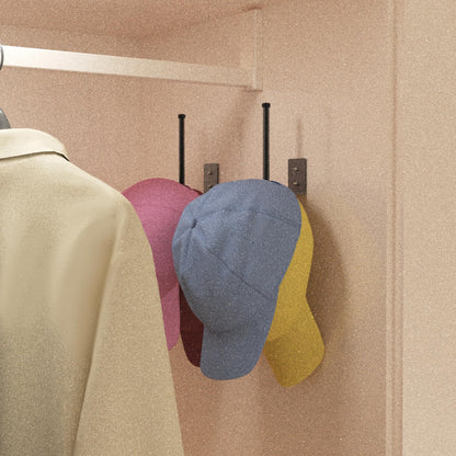 Durmmur 2 Pack Hat Racks for Baseball Caps, Stainless Steel Hat Organizer for Baseball Cap, Hat Holder Storage Organizer, Hat Hanger Strong Adhesive/Wall Drilled for Door, Bedroom, Closet(Black 6 in)