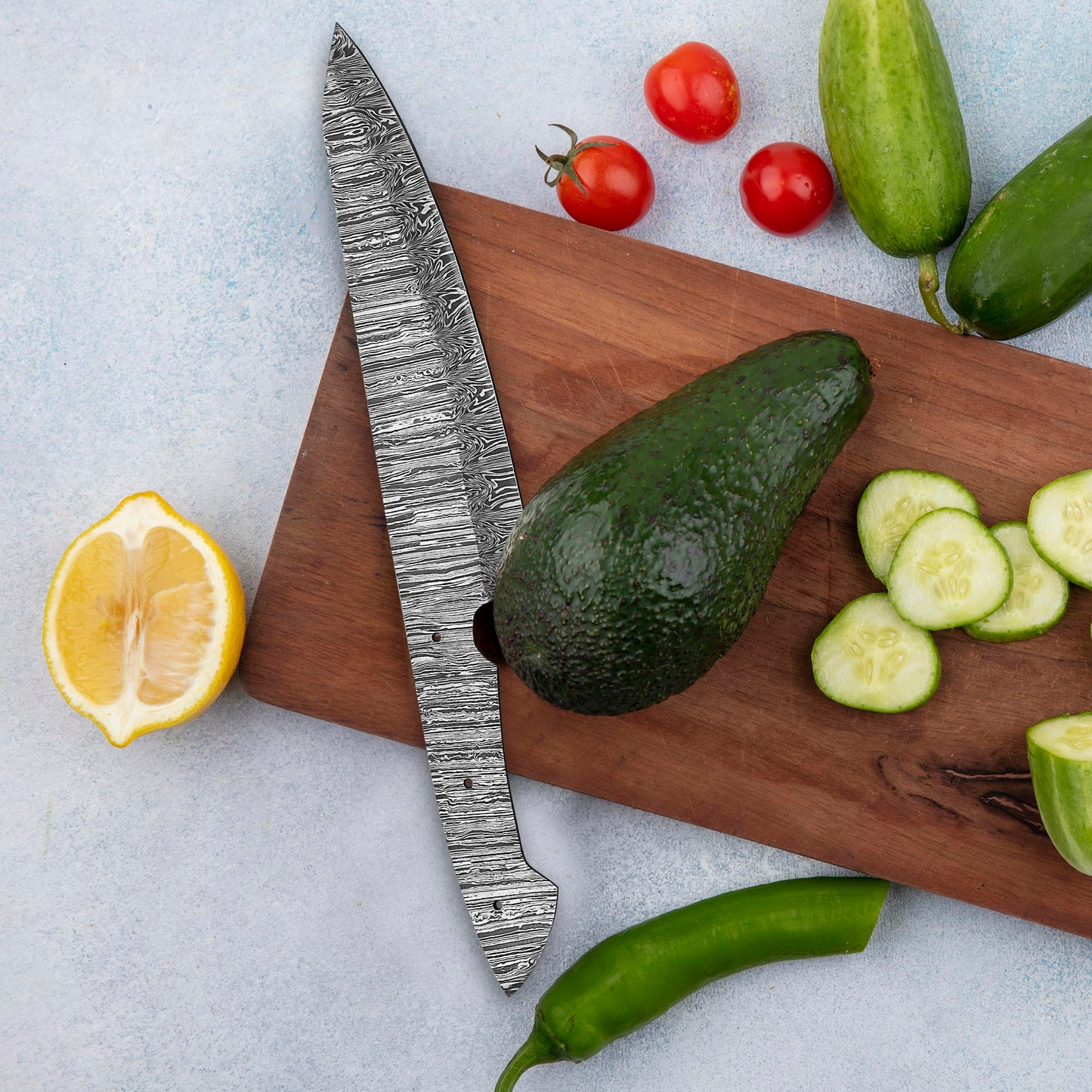 AMJ Crafts AMJ Damascus Steel Chef Blade, Premium Sharp Kitchen Knife Blank, Sharp, EDC, Ready to USE, DIY, Knife making