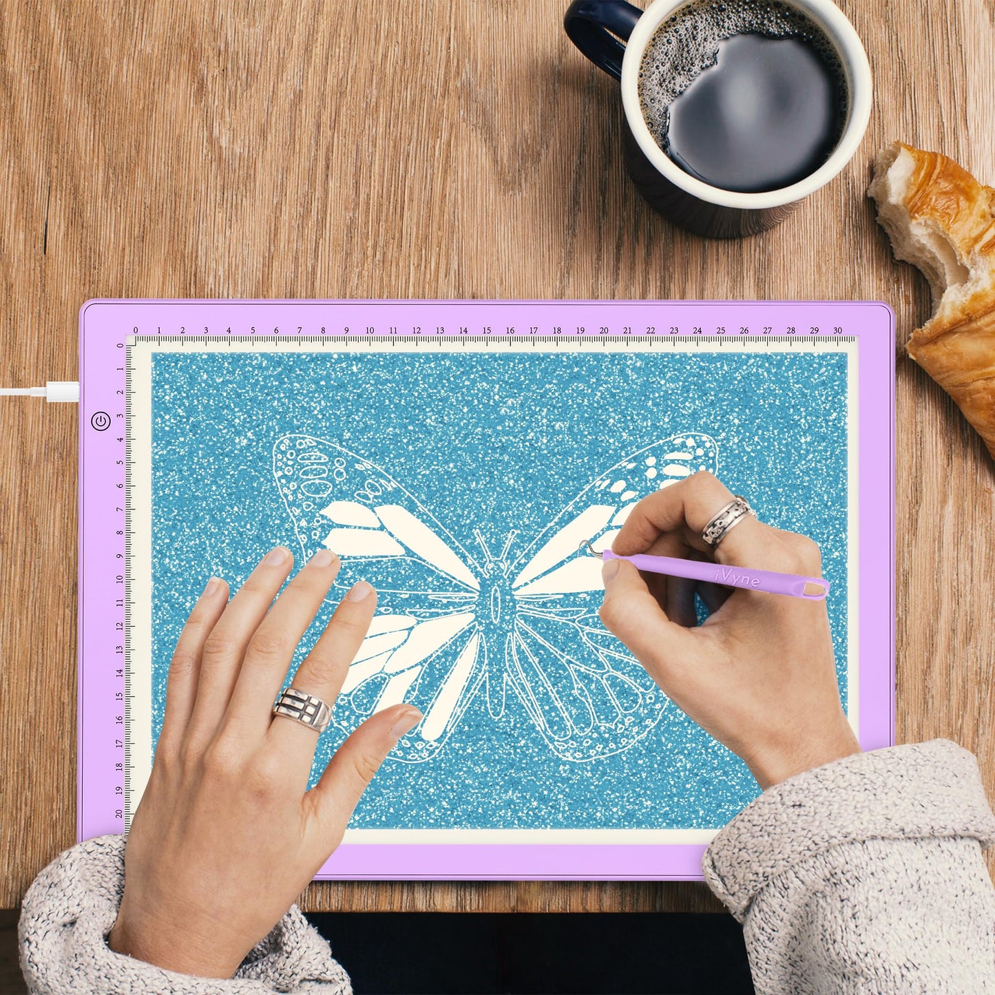 iVyne Corded Light Pad for Weeding Vinyl - A4 Light Box for Drawing - Light Board for Tracing - Light Box for Diamond Painting, Weeding Vinyl, Sketching, Tracing (Purple)