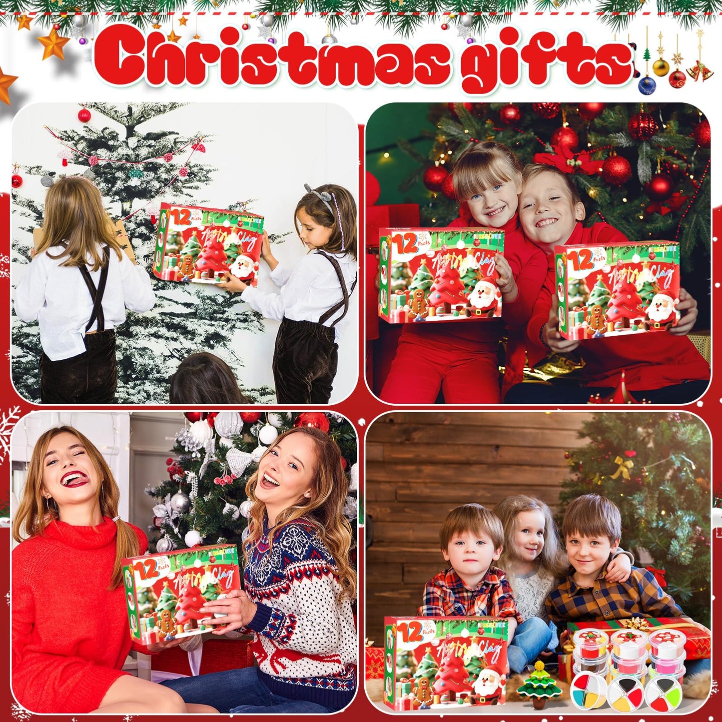 MuseLuxe Air Dry Clay - 12 Boxes Christmas Modeling Clay Kit with 8 Sculpting Tools,Safe & Non-Toxic,DIY Magic Gifts Toys for Boys,Girls,Kids