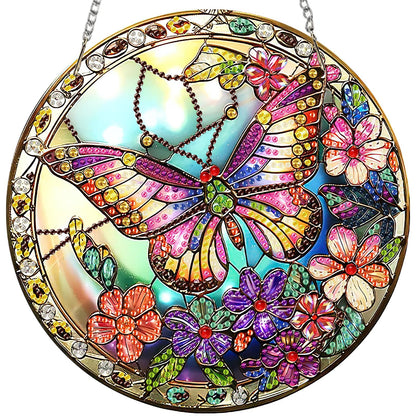 MISCER Butterfly Hanging Diamond Art Pendants Kits for Adults Kids, DIY Double Sided 5D Special Diamond Painting Pendant Kit, Wreath Gem Art Suncatchers for Window Garden Home Decor