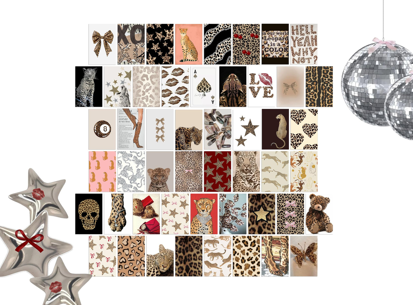 TwoDays Cheetah Print Room Decor Aesthetic, Y2K Leopard Print Wall Art Collage Kit, Chic Luxury Trendy Fashion Posters for Girls Home Bedroom Apartment Dorm.(Set of 50, 4" × 6")