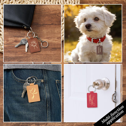 30 Pcs DIY Leather Key Fob Blanks Kit Rectangular PU Leather Keychains with Metal Keychain Rings 6 Colors for Laser Engraving Stamping Painting Working Key chain Craft Supplies Unique Gift Making