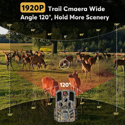 WOSODA Trail Camera 3 Pack 36MP 1920P HD Game Camera with SD Cards, 0.2s Trigger Time Infrared Night Vision Motion Activated Hunting Cam, IP66 Waterproof 2.0''LCD Wildlife Camera for Monitoring