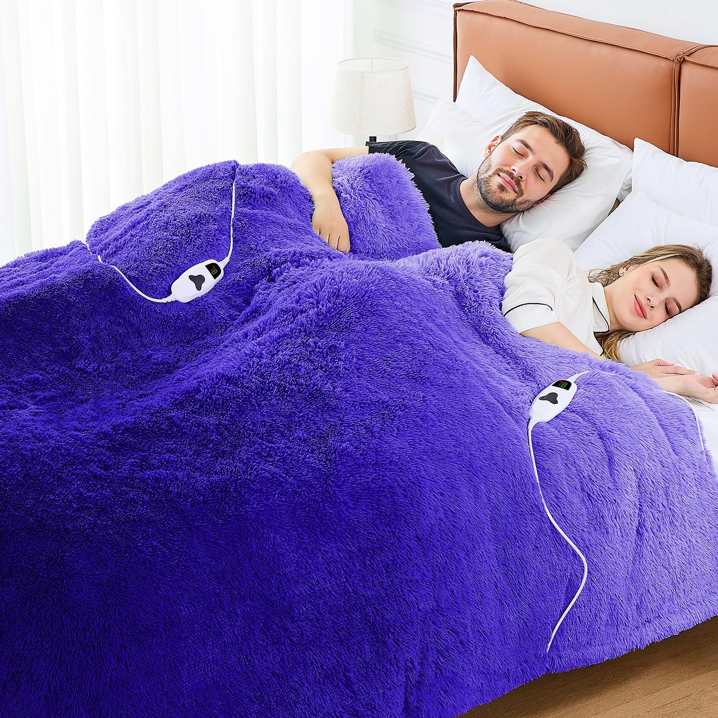 Heated Electric Blanket Throw,Warm Winter Birthday Gifts for Women Her Grandma-Faux Fur with Soft Sherpa,10 Heat Settings,5 Time Settings with Fast Heating, 50x60, Rainbow