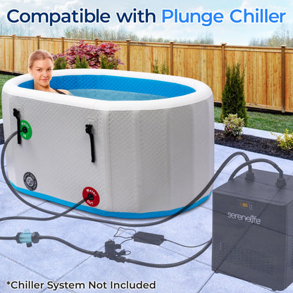 SereneLife Inflatable Insulated Cold Plunge Tub - One Person Ice Bath Tub with Lid, Cold Plunge Therapy Recovery Pod for Athletes with 105 Gallons Capacity, 53.15 x 31.50”
