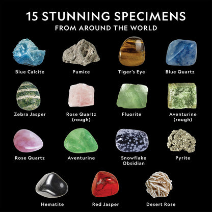 National Geographic Rocks & Mineral Collection - Rock Collection Box for Kids with 15 Gemstones and Crystals, Geology for Kids, Crystal Collection, Science Kit, Rock Gift (Amazon Exclusive)