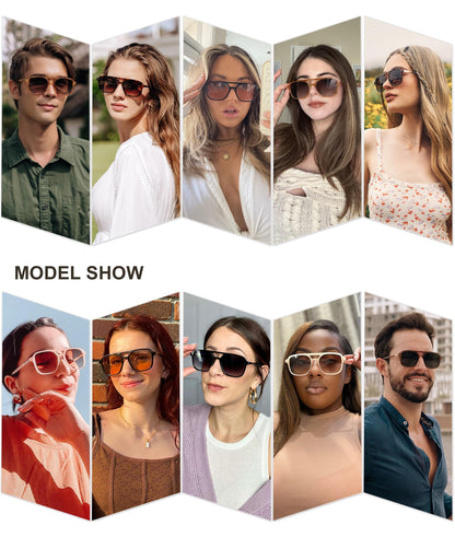 SOJOS Retro Aviator Sunglasses for Women Men,Trendy Rectangle Womens Mens Shades Sun Glasses SJ2202 Black Blue Lens