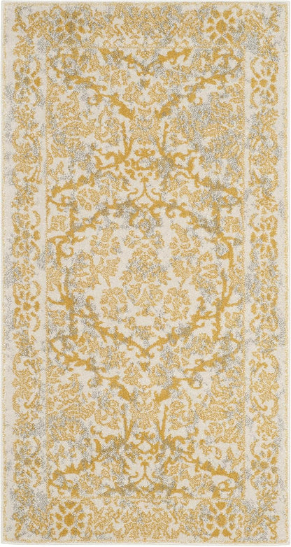 SAFAVIEH Evoke Collection Accent Rug - 2'2" x 4', Ivory & Gold, Shabby Chic Design, Easy Care