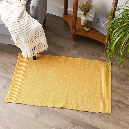 DII Variegated Recycled Yarn Modern Edge Stripe, 2x3', Honey Gold