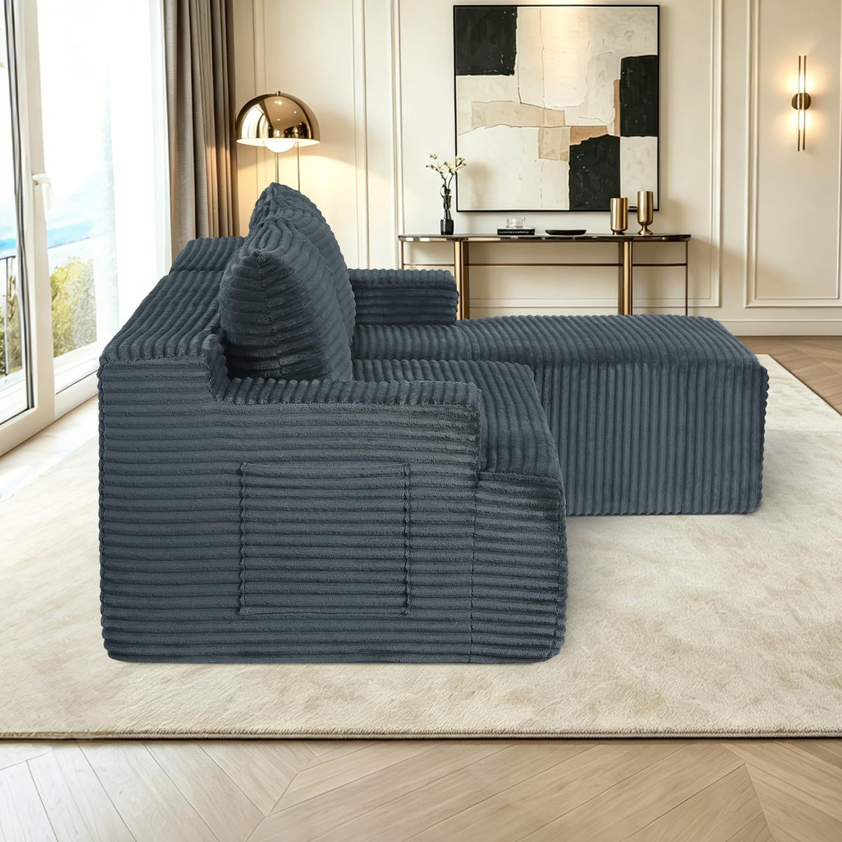 96" Modular Sectional Sofa, Cloud Sectional Couch with Deep Seat, Modern L-Shape Corner Sofa Couch with Right Facing Chaise,Upholstered Boneless Couches for Living Room Bedroom