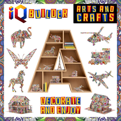 IQ BUILDER | Fun Creative DIY Arts and Crafts KIT | Best Toy Gift for Girls and Boys Age 12 Year Old | Educational Art Building Painting Coloring 3D Puzzle Project Set for Kids and Adults