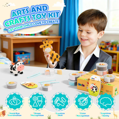 Air Dry Clay Kits -12 Boxes Modeling Magic Clay for Kids,Animal Theme Molding Clay Art Crafts DIY Set,Ultra Light & Soft, with Sculpting Tools & Tutorials,Gifts for Girls & Boys