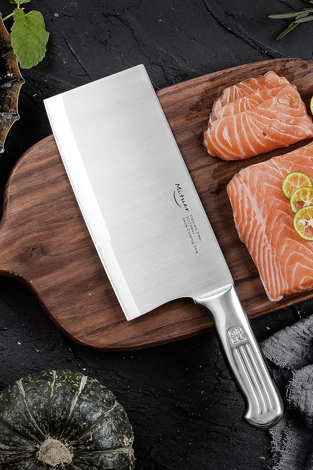 Meat Cleaver 7 inch Butcher Knife, Stainless Steel Chinese Chef Knife for Restaurants and Home