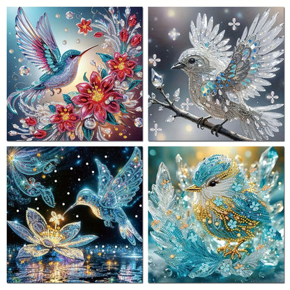 4PCS/Set Diamond Art Kits for Adults,Special Shape Partial Bird 5D DIY Diamond Painting Kits for Beginners, Hummingbird Diamond Mosaic Kit,Crystal Rhinestones Gem Art,Home Decor 11.81X11.81inchs