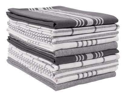 KAF Home Soho Kitchen Dish Towels - Set of 10, 18 x 28 Inch (Charcoal)